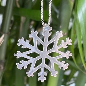 Snowflake Pendant Necklace 925 Sterling Silver Taxco Artisan Cut Out Christmas 1